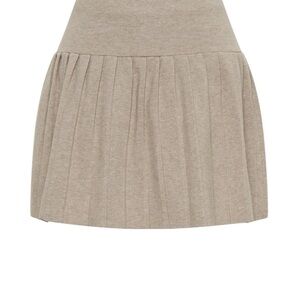 Meshki Beverly Knit Pleated Mini Skirt - Oak